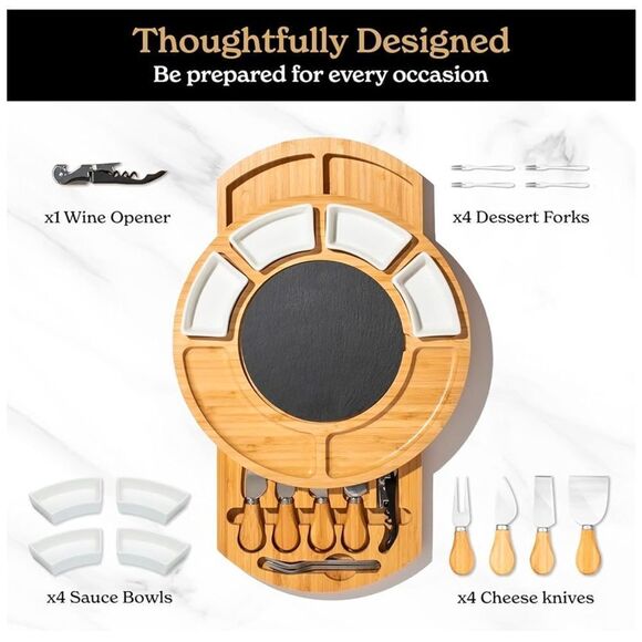SMIRLY Charcuterie Boards Set: Charcuterie Board Set, Bamboo Cheese Board Set - Picture 3 of 12